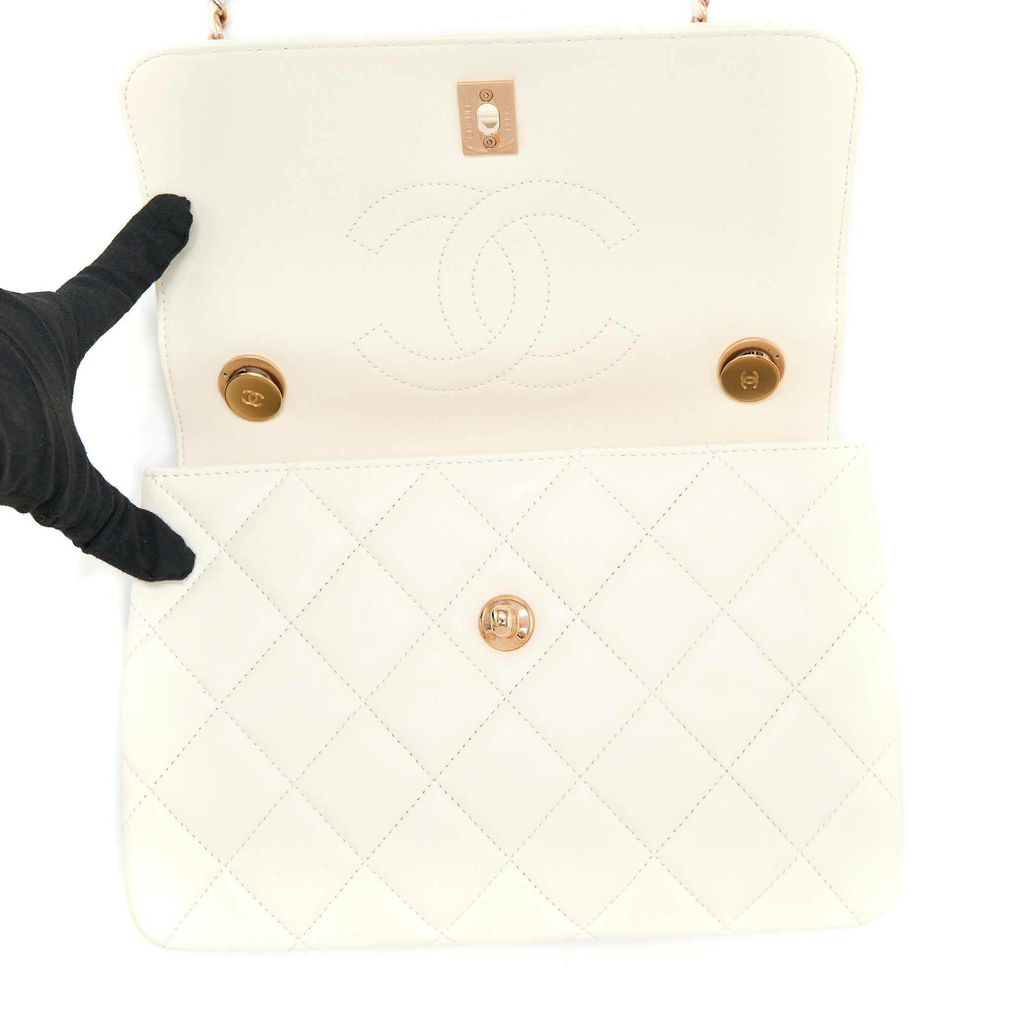 Chanel Small Trendy CC Lambskin White R (Microchip)