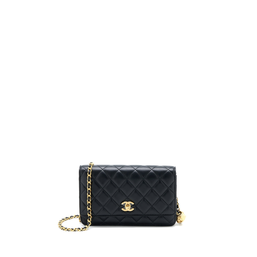 Chanel Pearl Crush Wallet on Chain Lambskin Black  (Microchip)