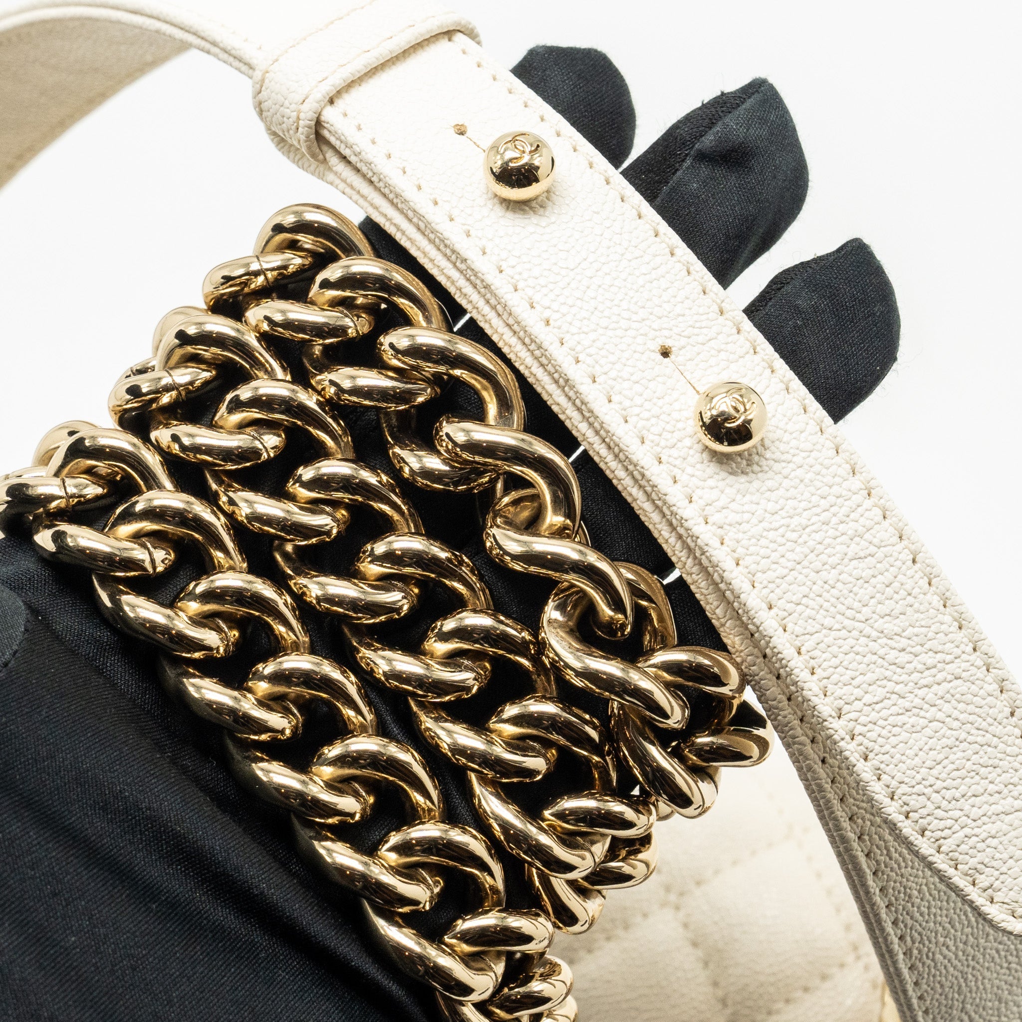 Chanel Small Boy Bag caviar white L