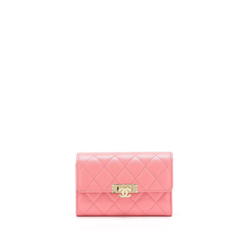 Chanel Flap Wallet Caviar Rose Pink L