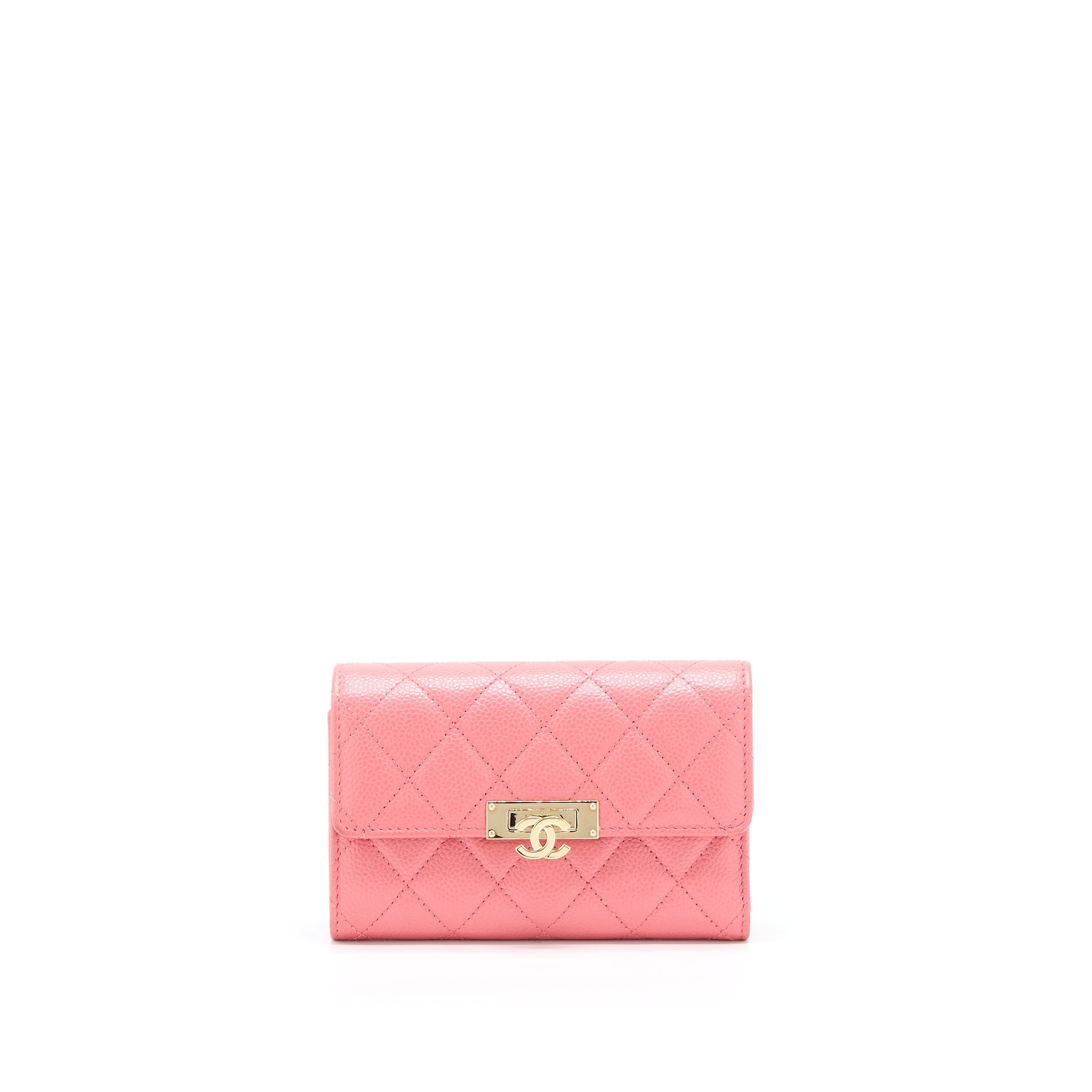 Chanel Flap Wallet Caviar Rose Pink L