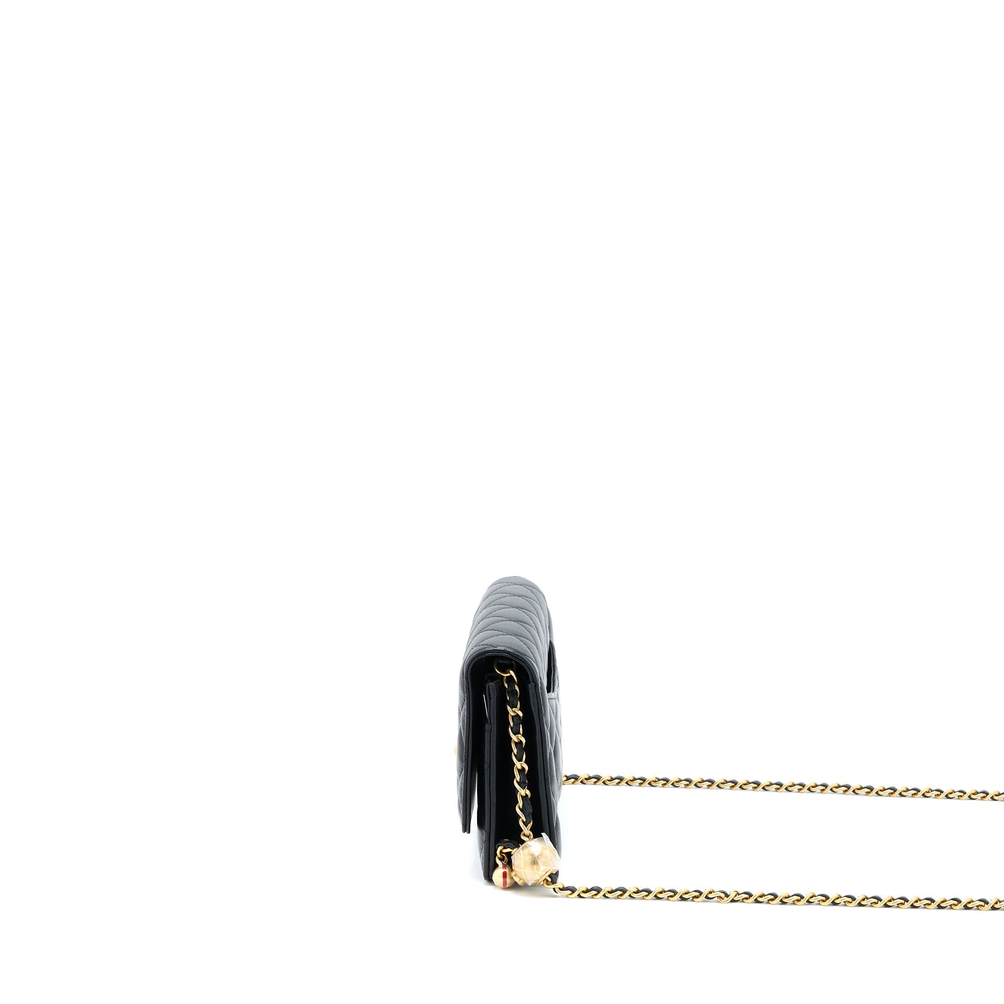 Chanel Pearl Crush Wallet on Chain Lambskin Black  (Microchip)