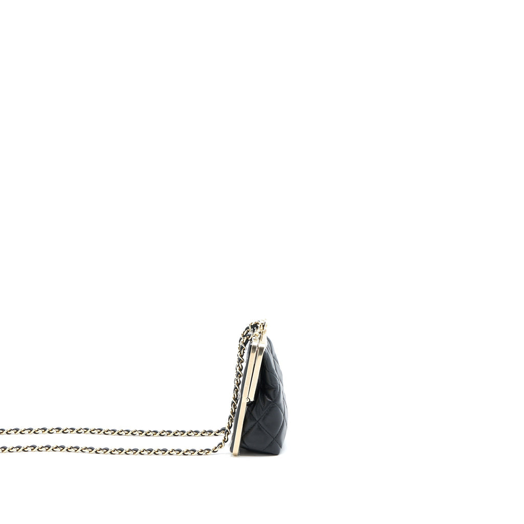 Chanel Mini Clip With Chain Lambskin Black L