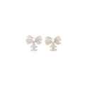 Chanel Bow/CC Logo Drop Earrings Crystal/Pearl Silver Tone