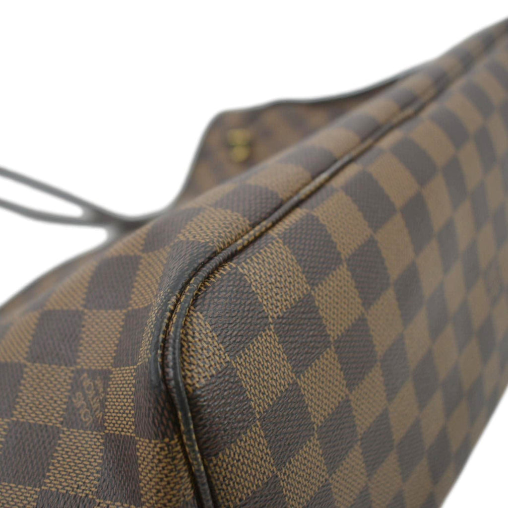 LOUIS VUITTON Neverfull MM Damier Ebene Tote Bag Brown