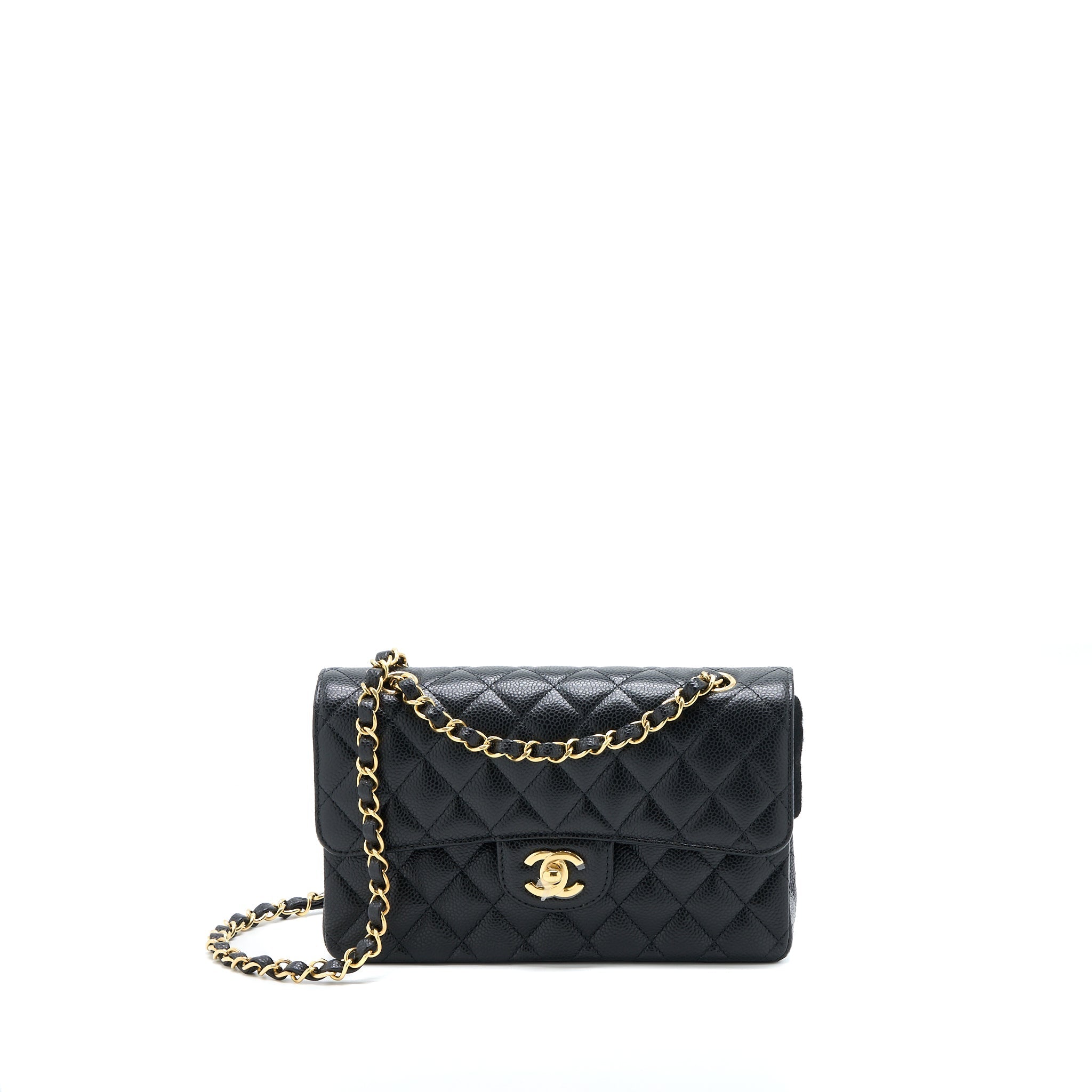 Chanel Small Classic Double Flap Bag Caviar Black  (Microchip)