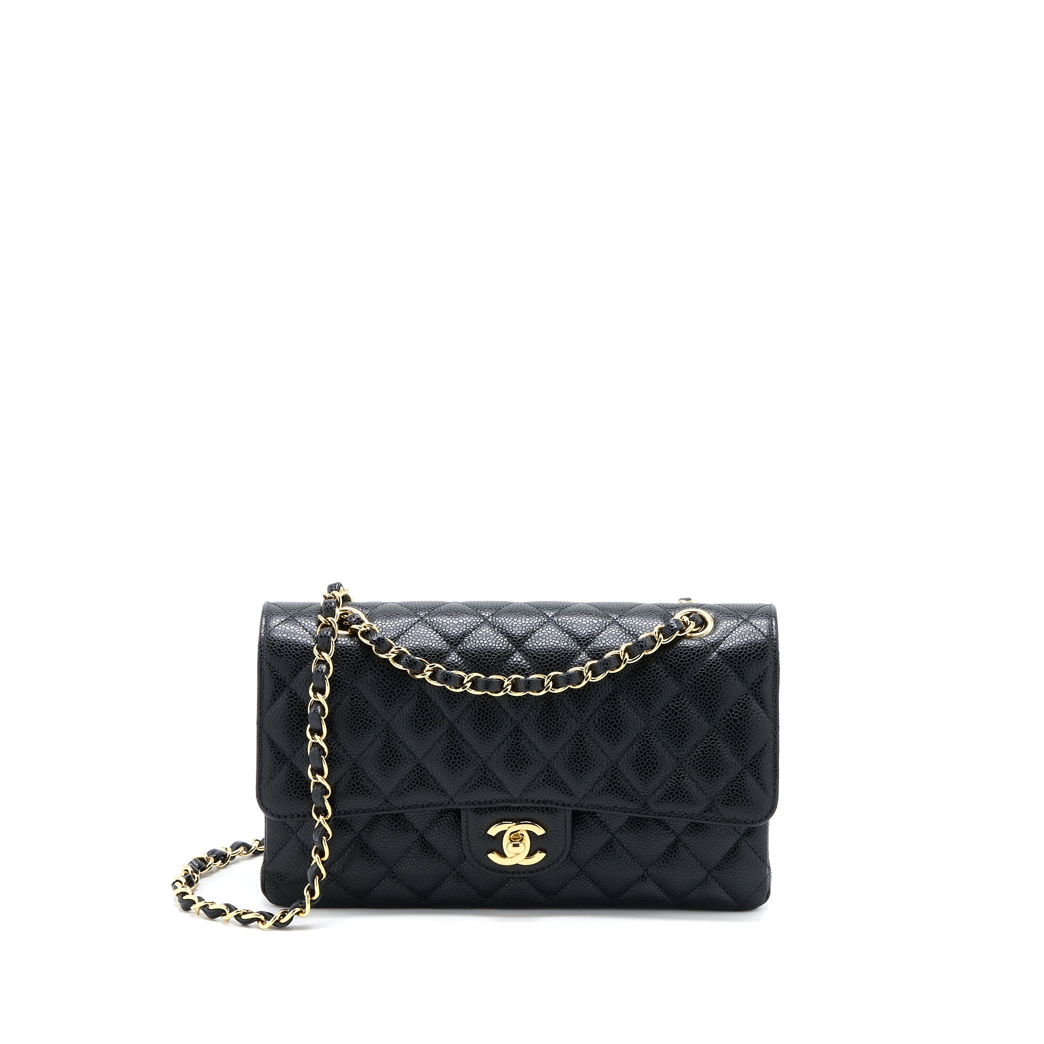 Chanel Medium Classic Double Flap Bag Caviar Black  (Microchip)