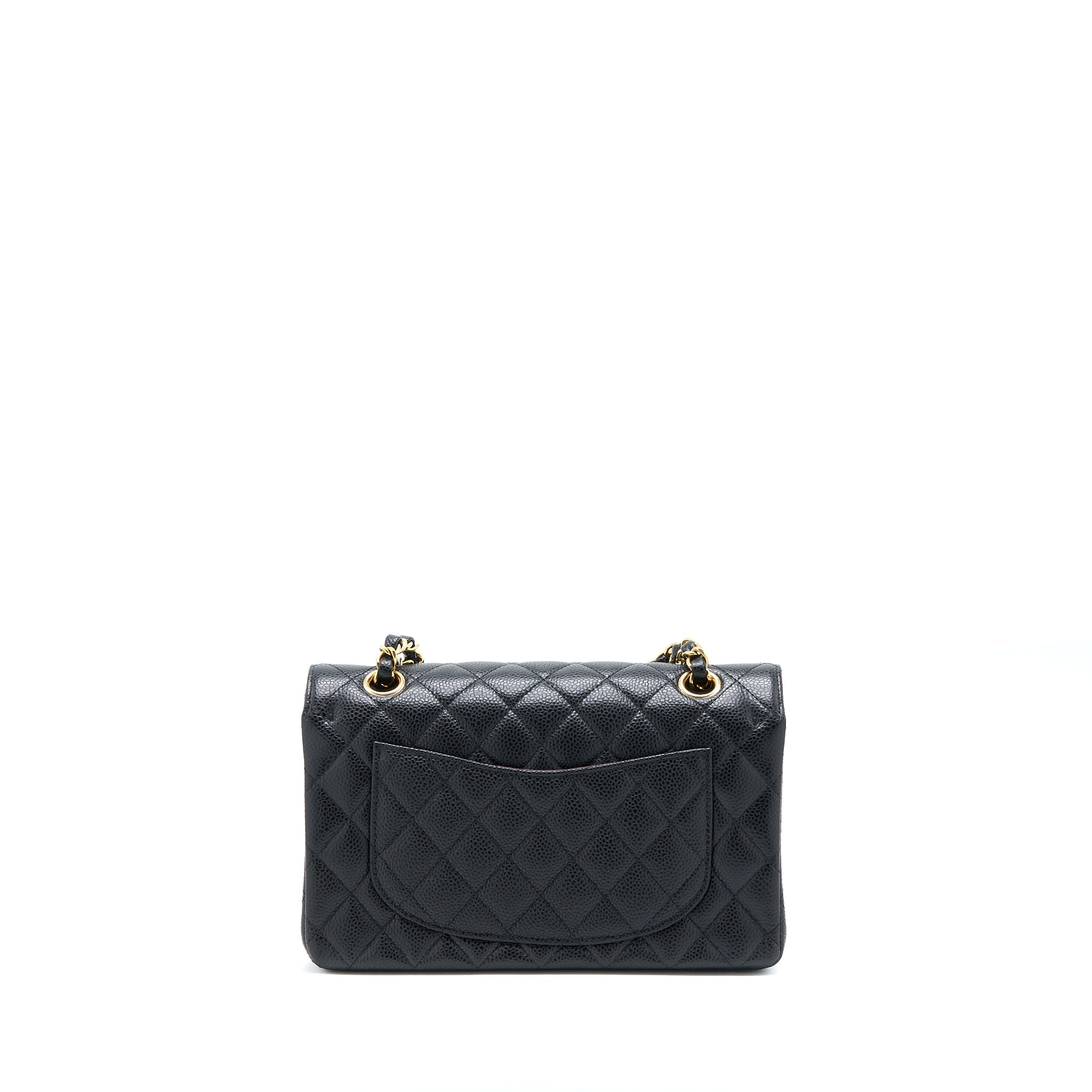 Chanel Small Classic Double Flap Bag Caviar Black  (Microchip)