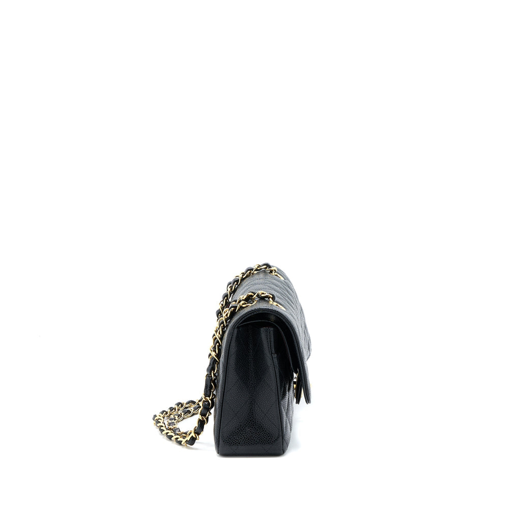 Chanel Medium Classic Double Flap Bag Caviar Black  (Microchip)