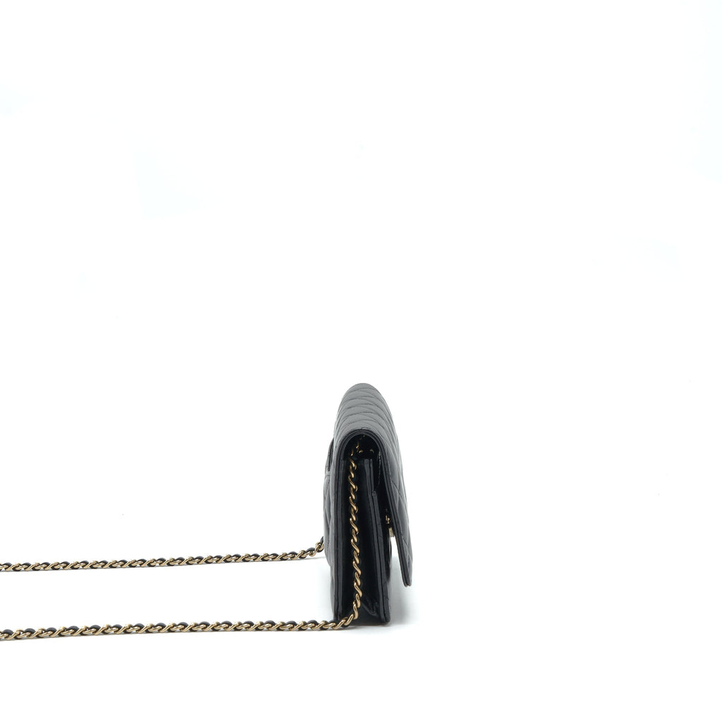Chanel Ribbon Wallet On Chain Lambskin Black L