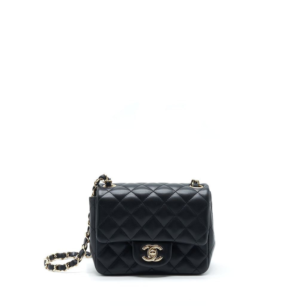 Chanel Mini Square Flap Bag Lambskin Black L