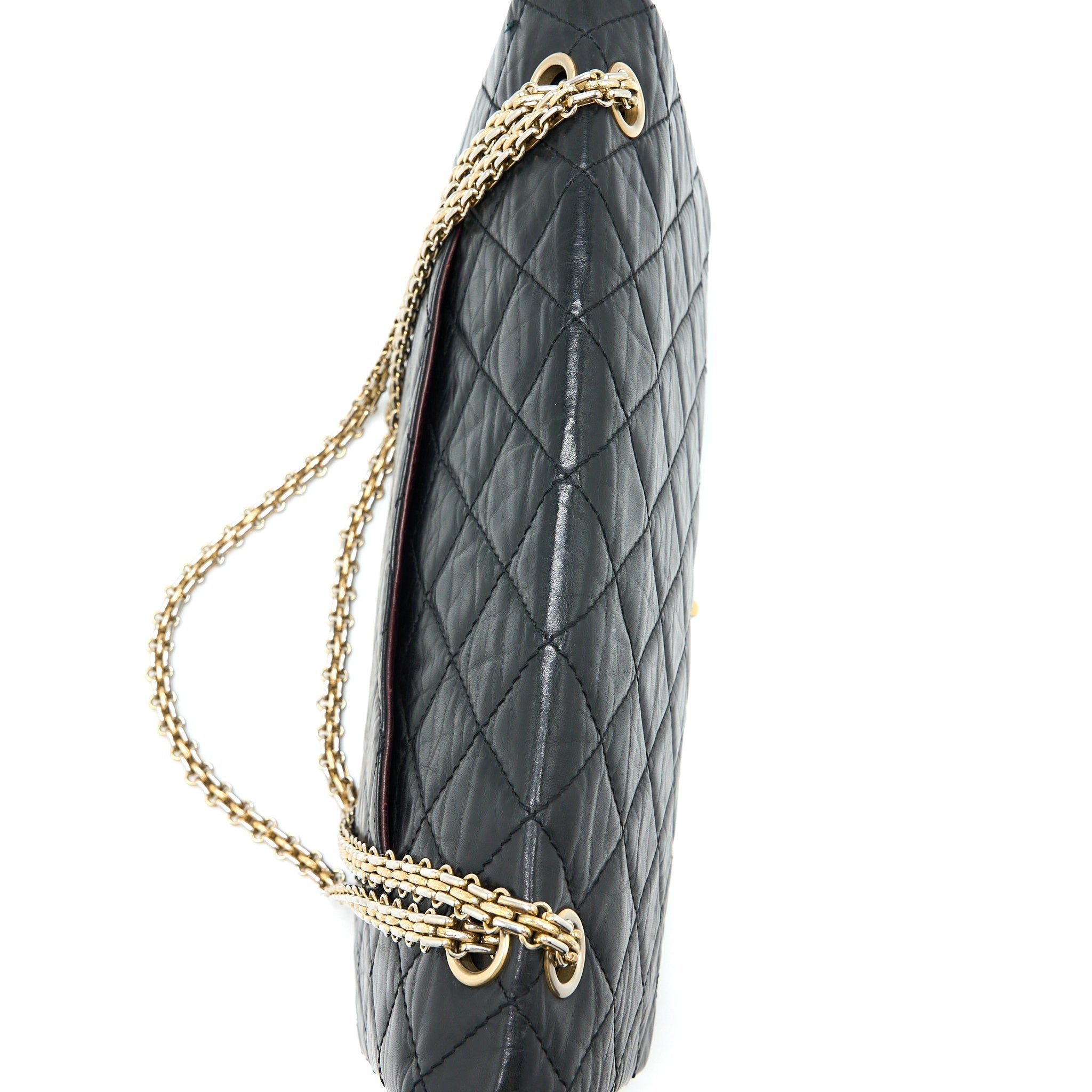 Chanel 2.55 227 Maxi Reissue Flap Bag Aged Calfskin Black L
