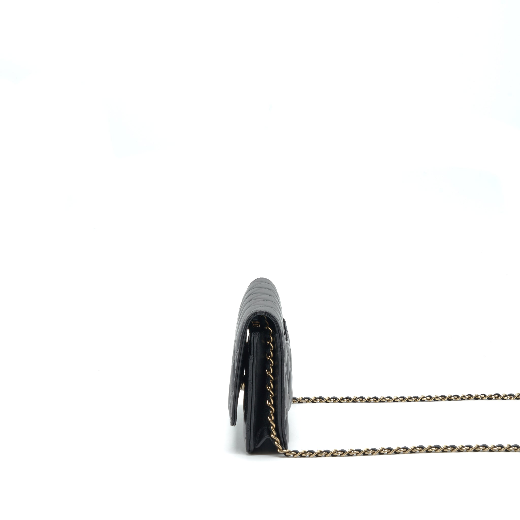 Chanel Ribbon Wallet On Chain Lambskin Black L