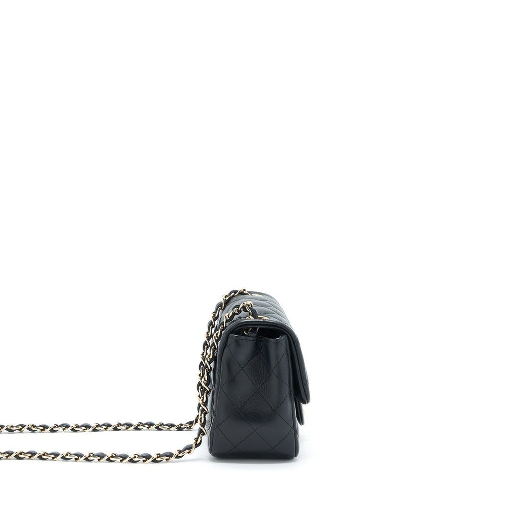 Chanel Mini Square Flap Bag Lambskin Black L
