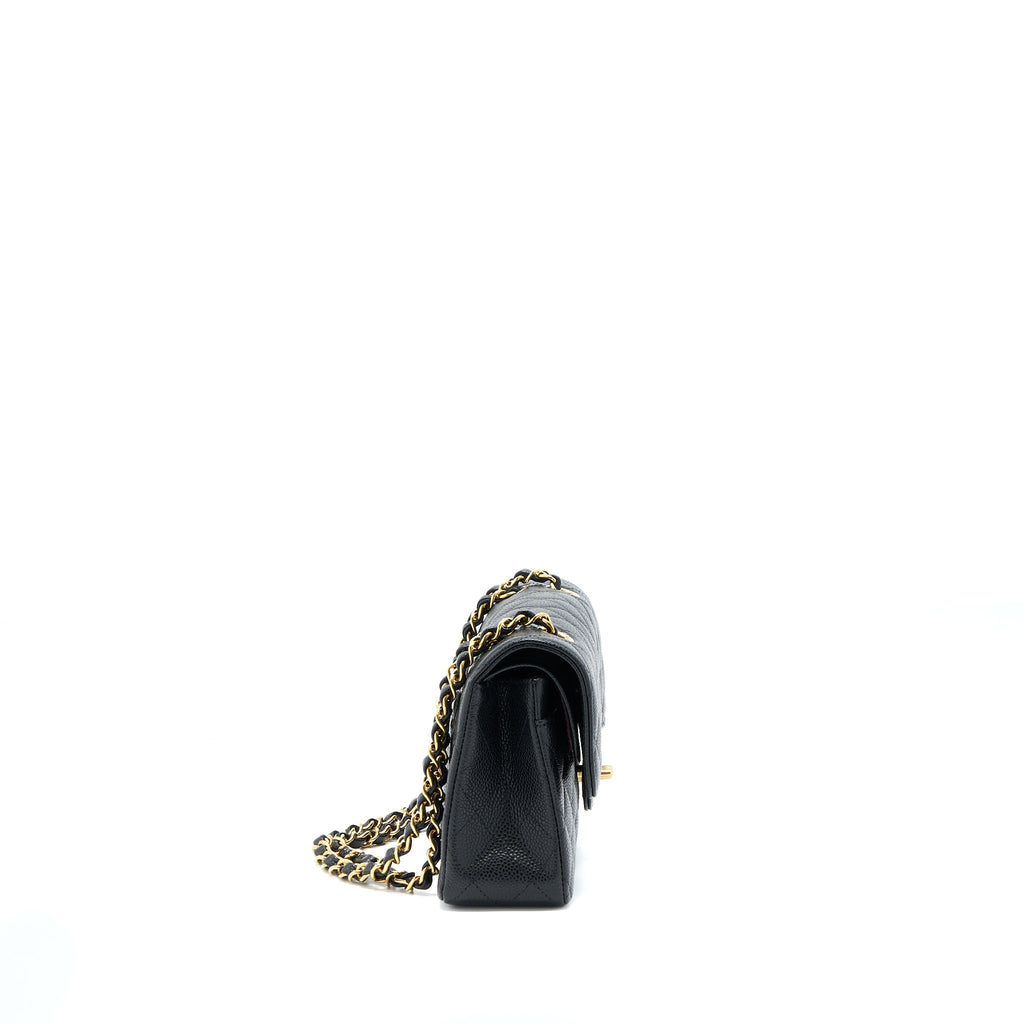 Chanel Small Classic Double Flap Bag Caviar Black  (Microchip)