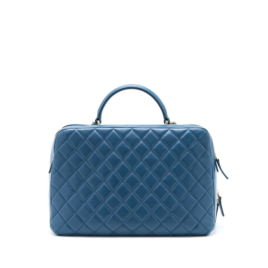 Chanel Quilted Large Trendy CC Bowling Bag Lambskin Blue L