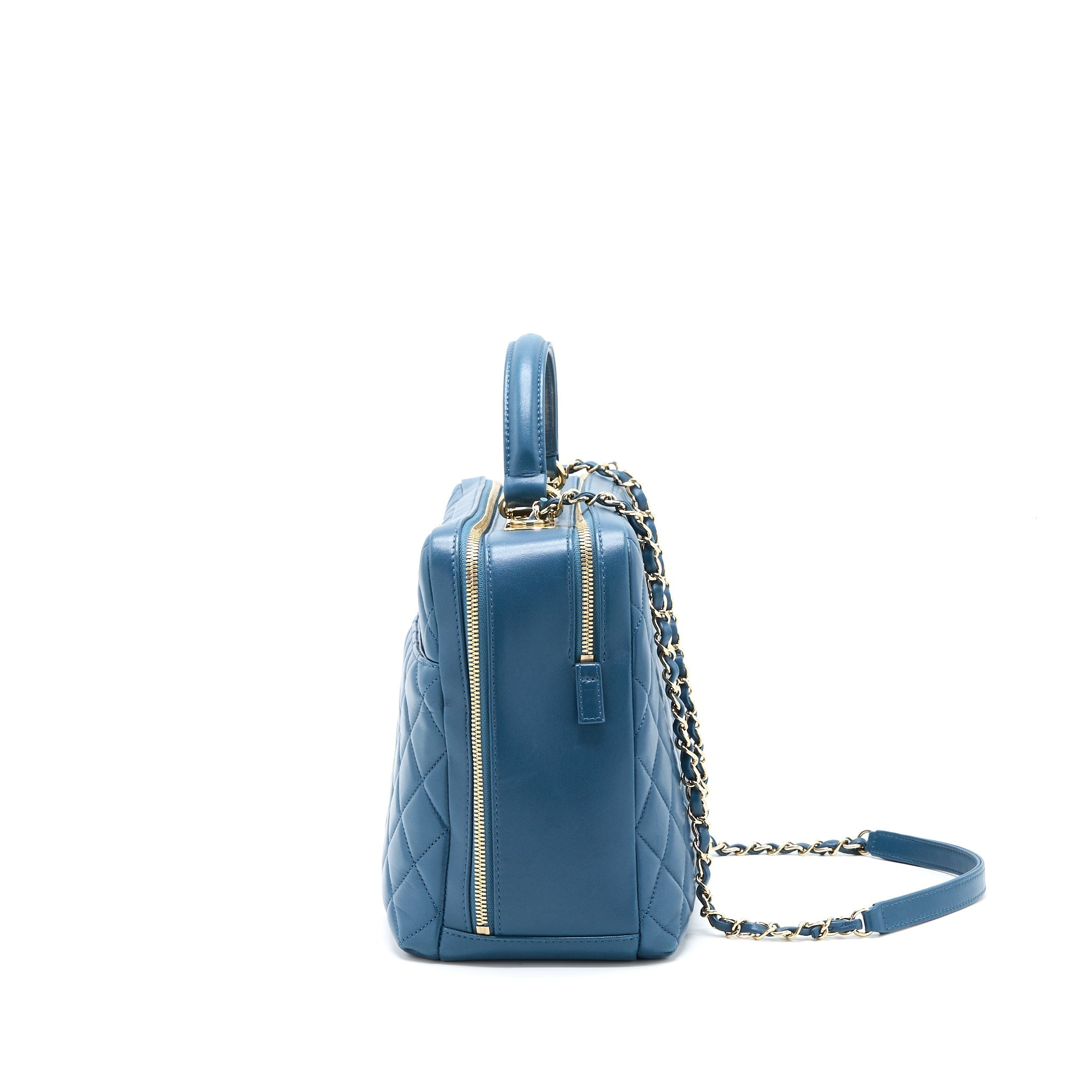 Chanel Quilted Large Trendy CC Bowling Bag Lambskin Blue L