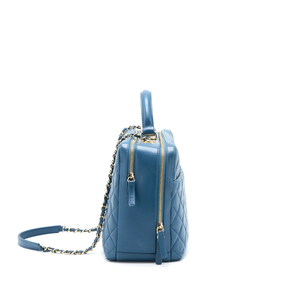 Chanel Quilted Large Trendy CC Bowling Bag Lambskin Blue L