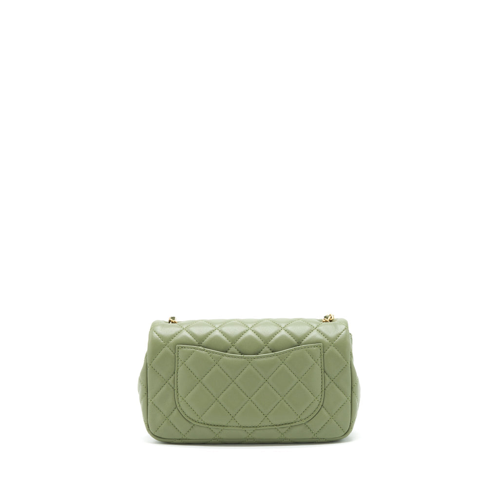 Chanel Pearl Crush Mini Rectangular Flap Bag 21B Lambskin Green