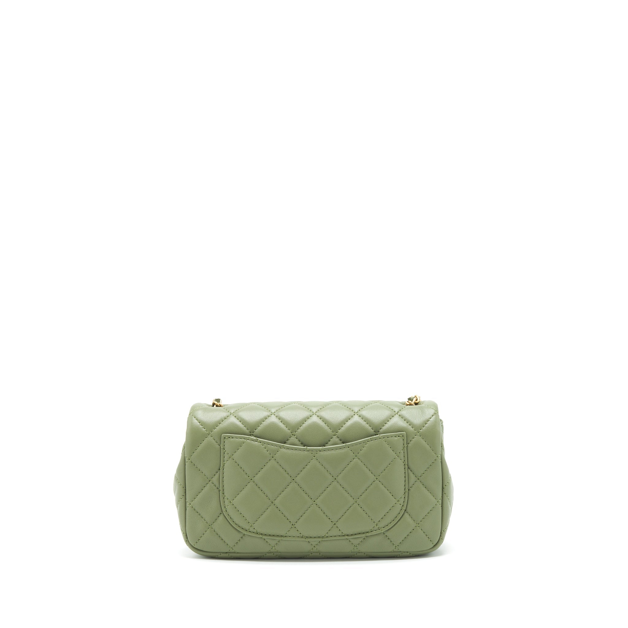Chanel Pearl Crush Mini Rectangular Flap Bag 21B Lambskin Green