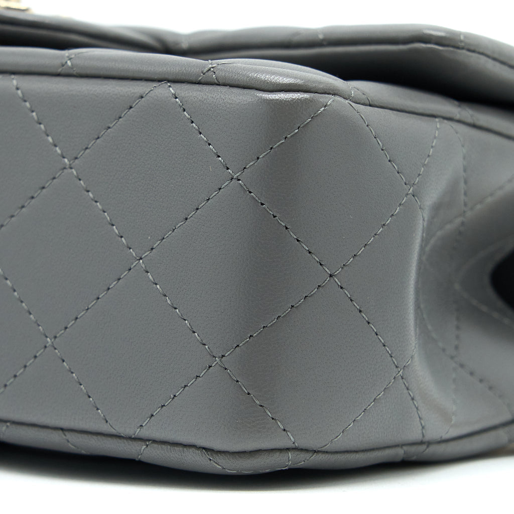 Chanel Top handle Mini Rectangular Flap Bag Lambskin Grey L (Microchip)
