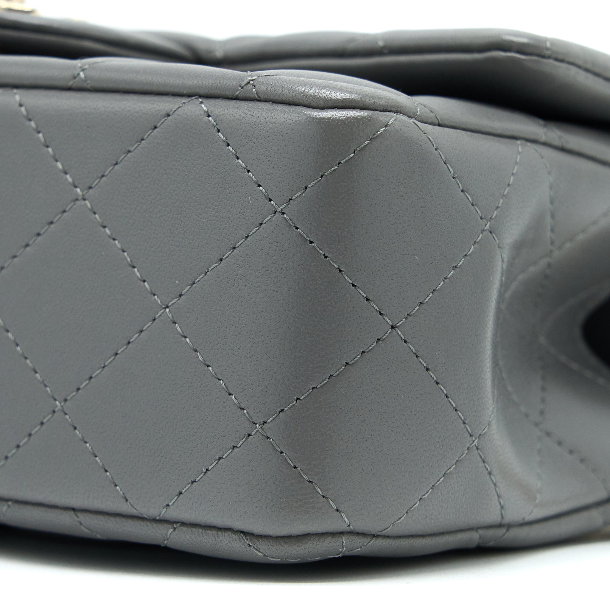 Chanel Top handle Mini Rectangular Flap Bag Lambskin Grey L (Microchip)