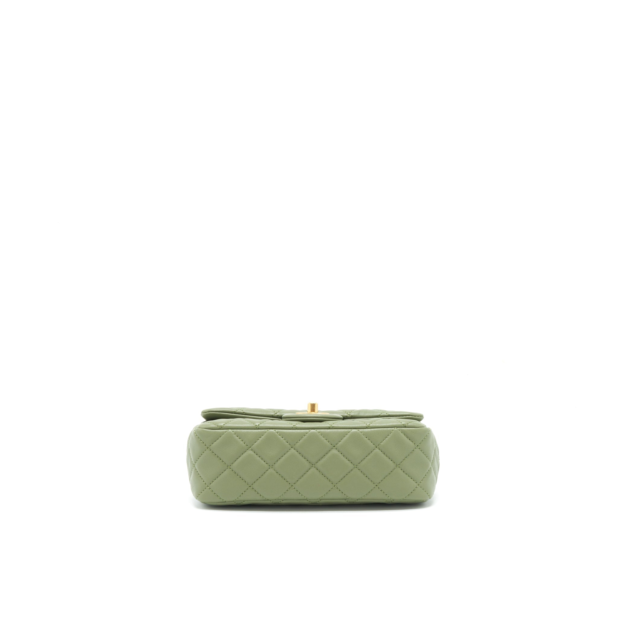 Chanel Pearl Crush Mini Rectangular Flap Bag 21B Lambskin Green