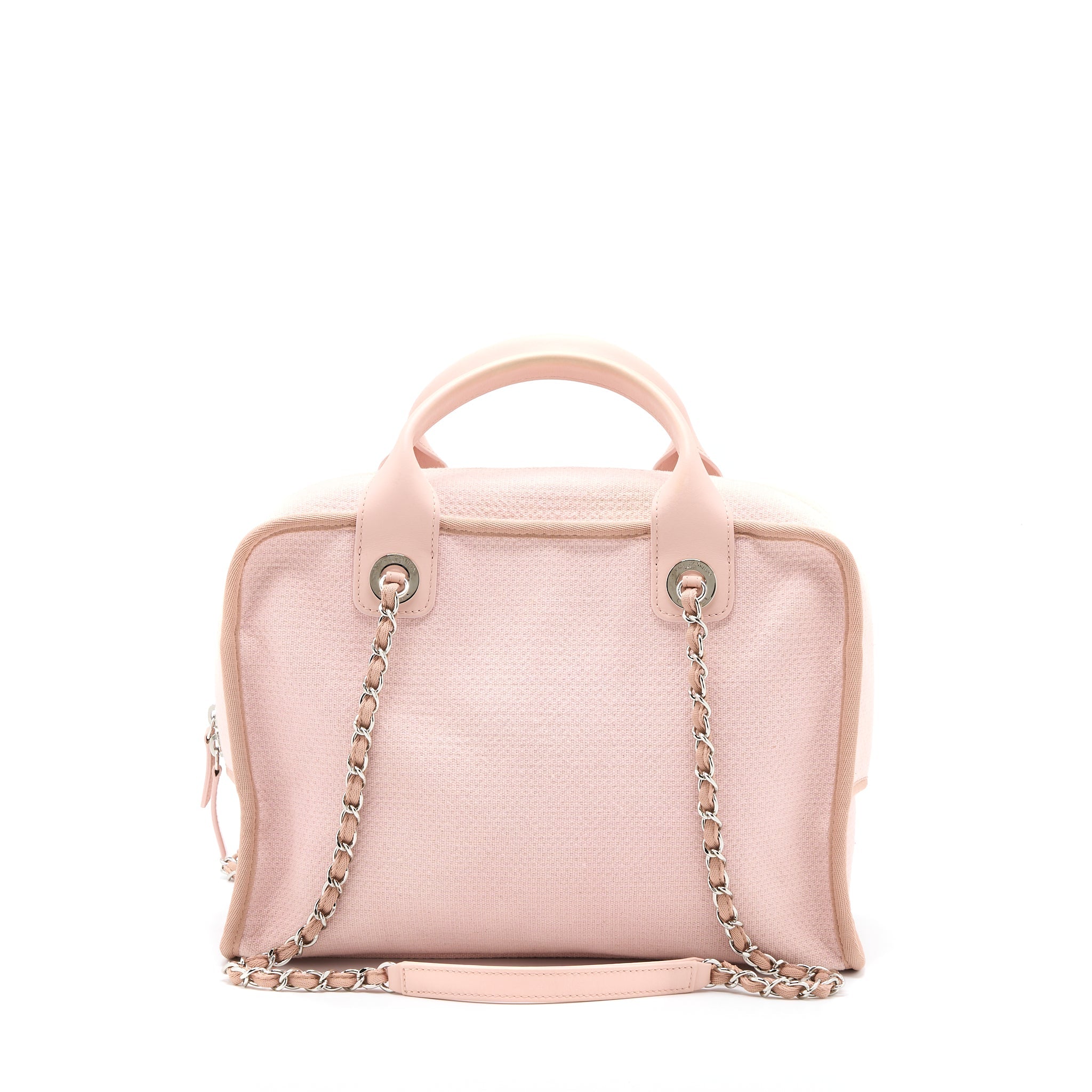 Chanel Deauville Bowling Bag Canvas/Leather Light Pink
