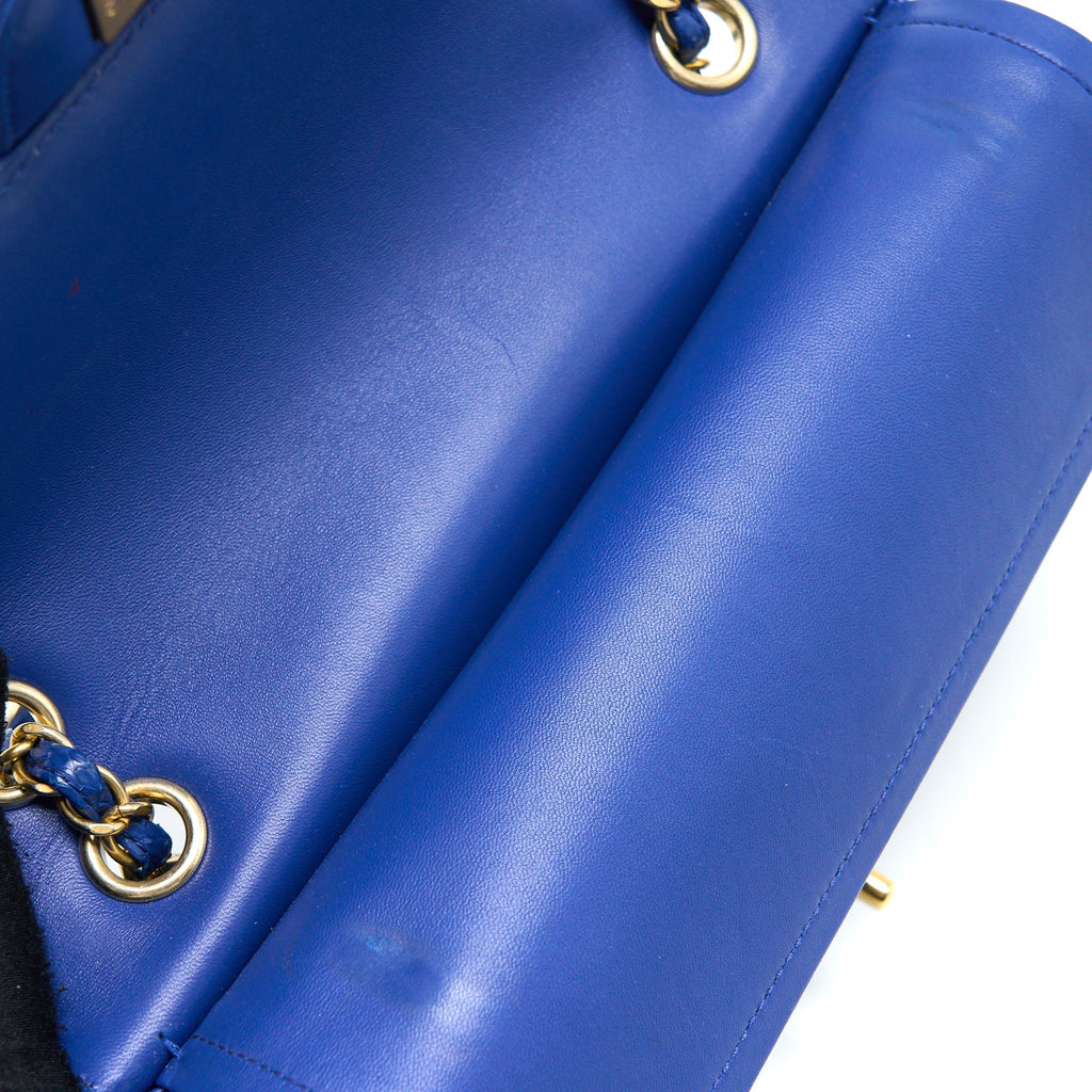 Chanel Medium Classic Double Flap Bag Python Blue