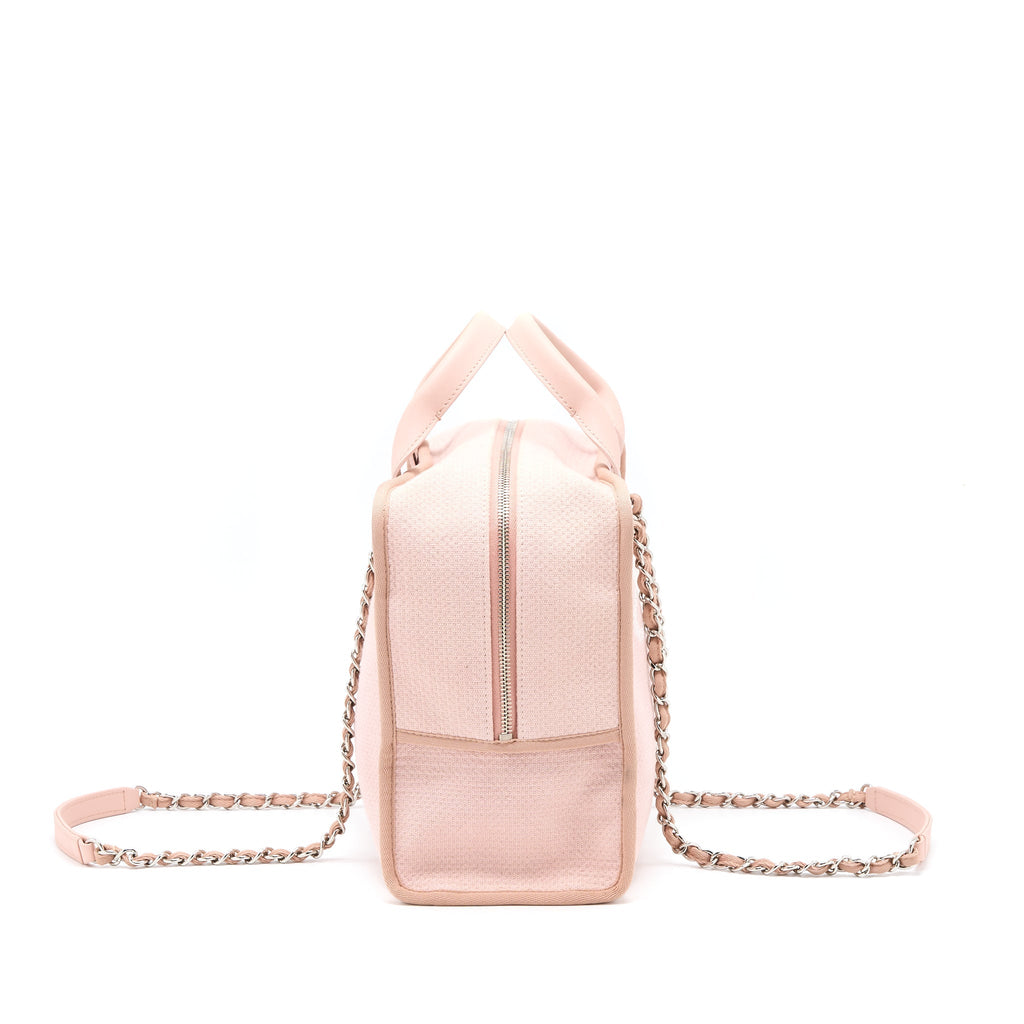 Chanel Deauville Bowling Bag Canvas/Leather Light Pink