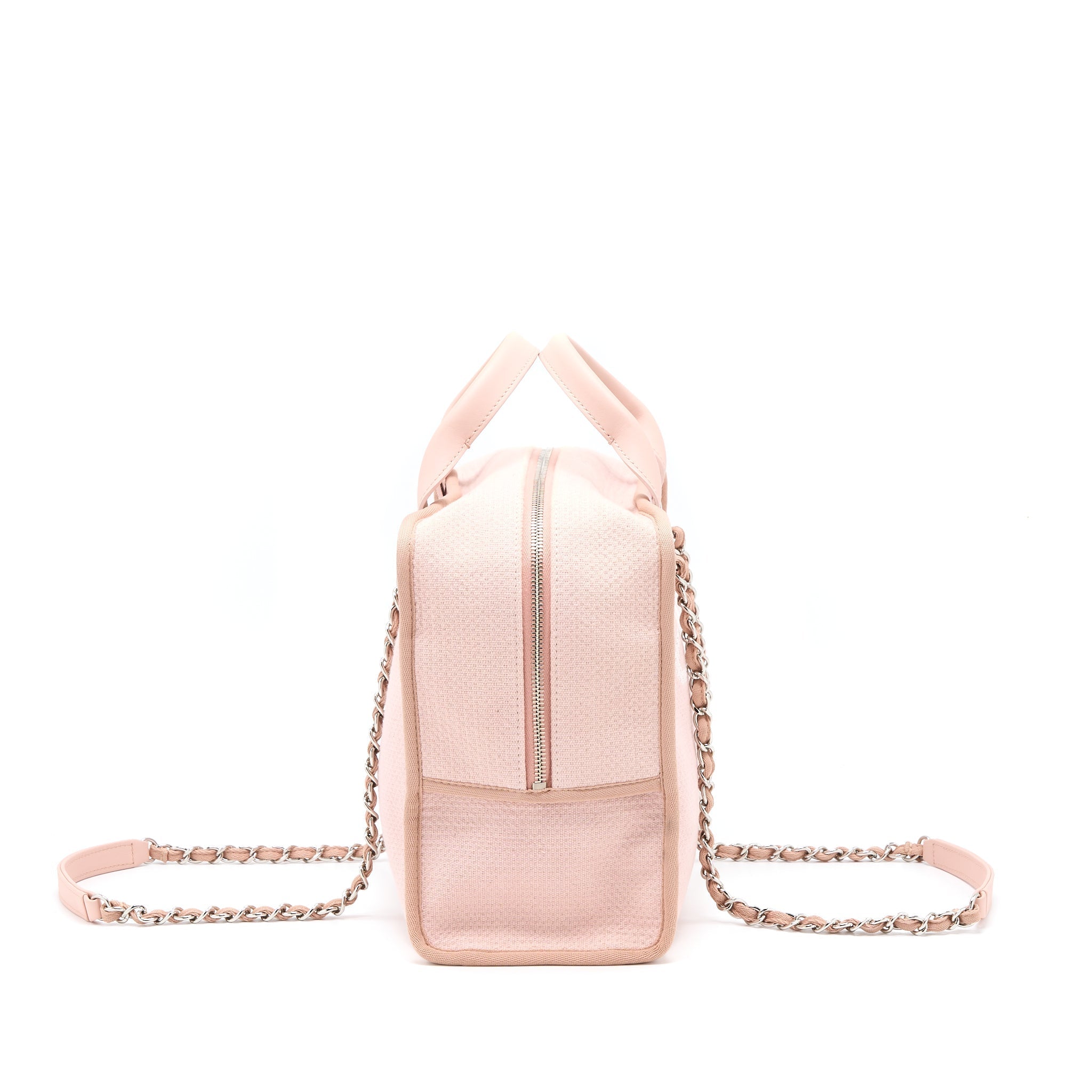 Chanel Deauville Bowling Bag Canvas/Leather Light Pink
