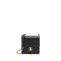Chanel Vertical Pearl Flap Bag Goatskin Black