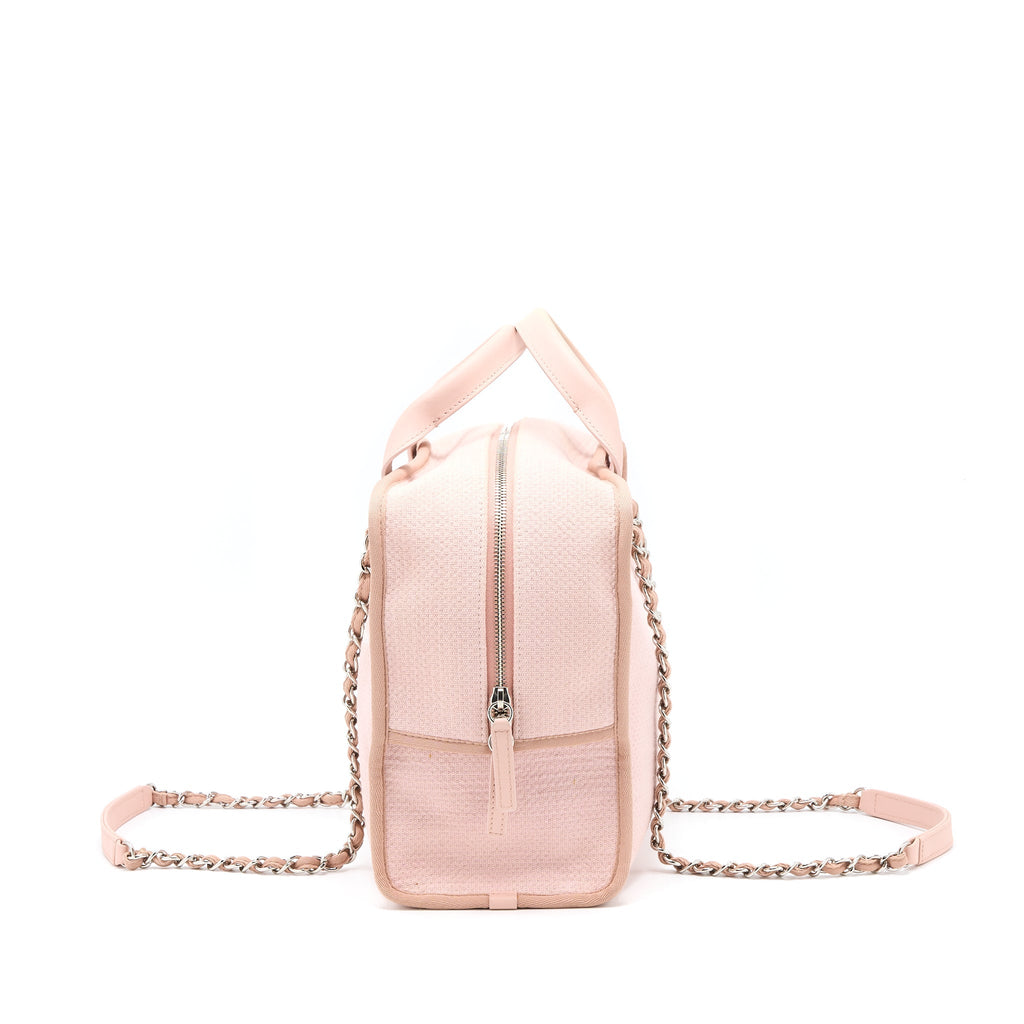 Chanel Deauville Bowling Bag Canvas/Leather Light Pink