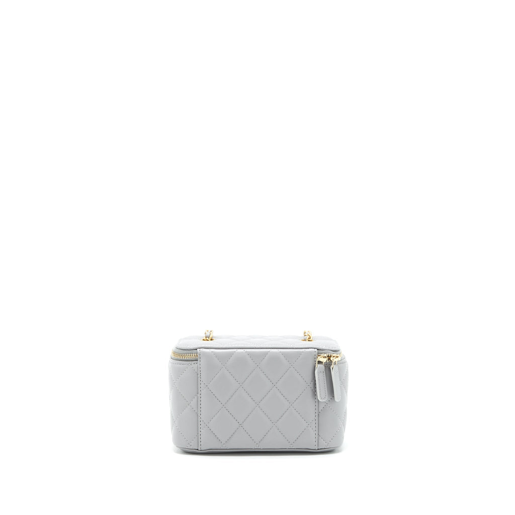 Chanel 21B Pearl Crush Long Vanity With Chain Lambskin Grey