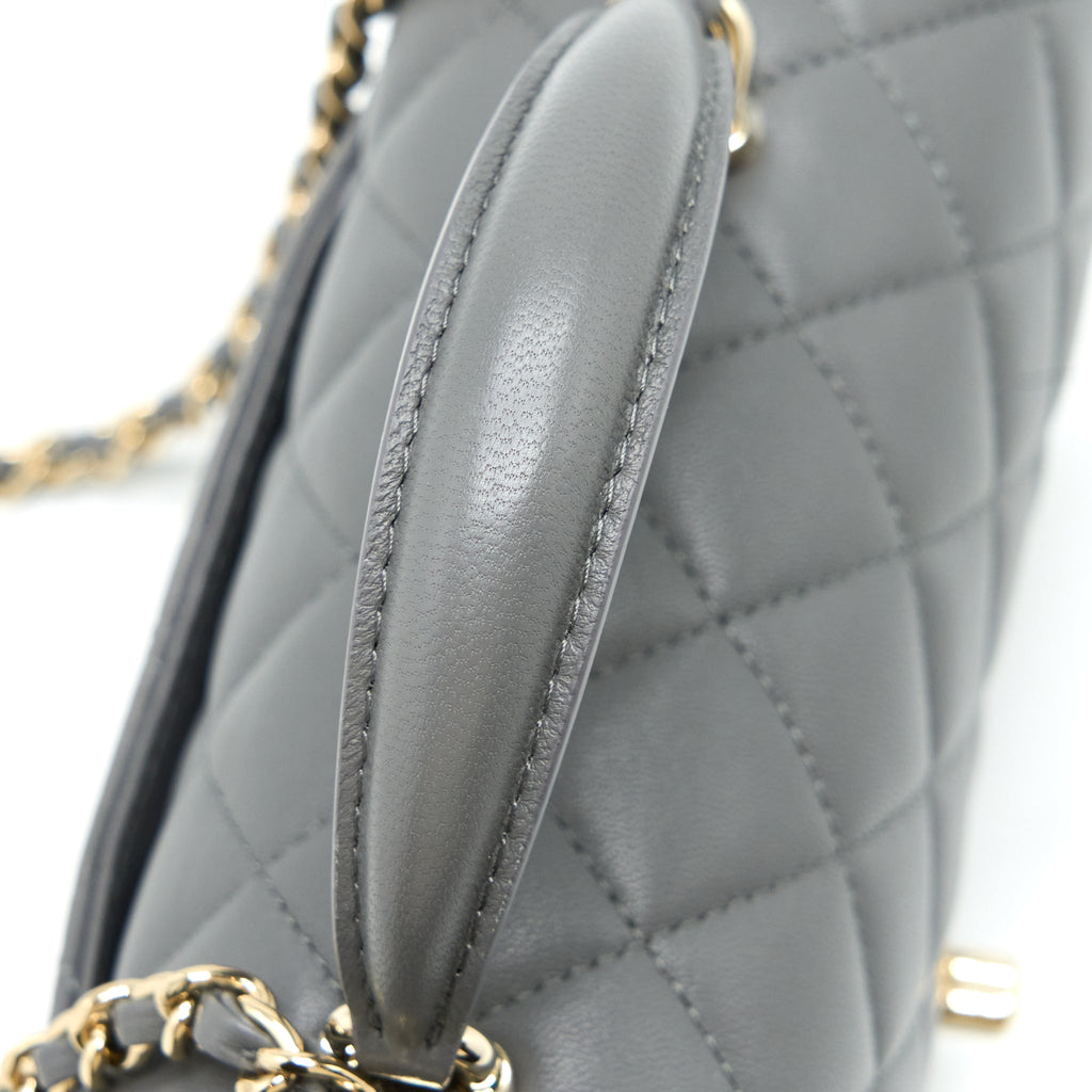 Chanel Top handle Mini Rectangular Flap Bag Lambskin Grey L (Microchip)
