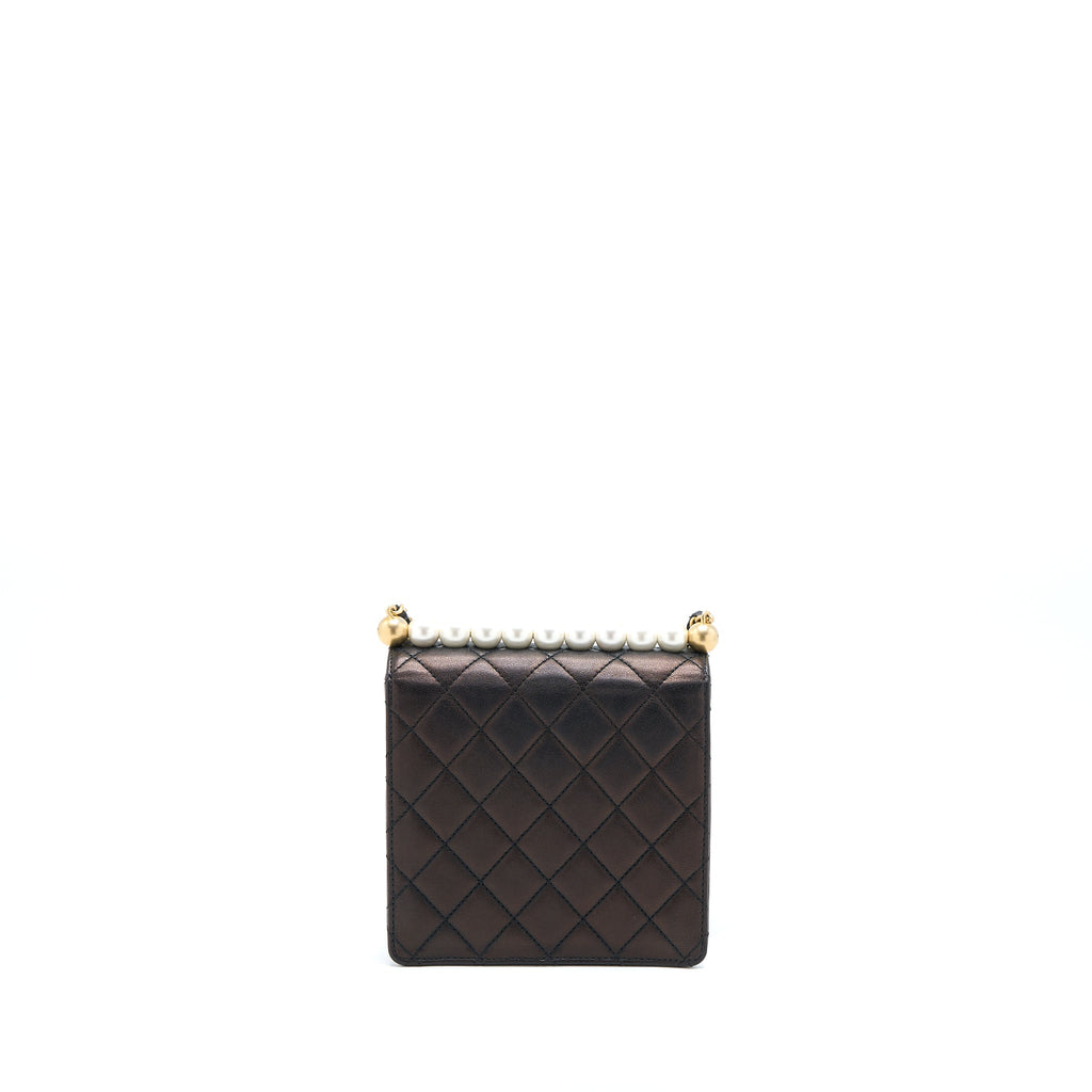 Chanel Vertical Pearl Flap Bag Goatskin Black