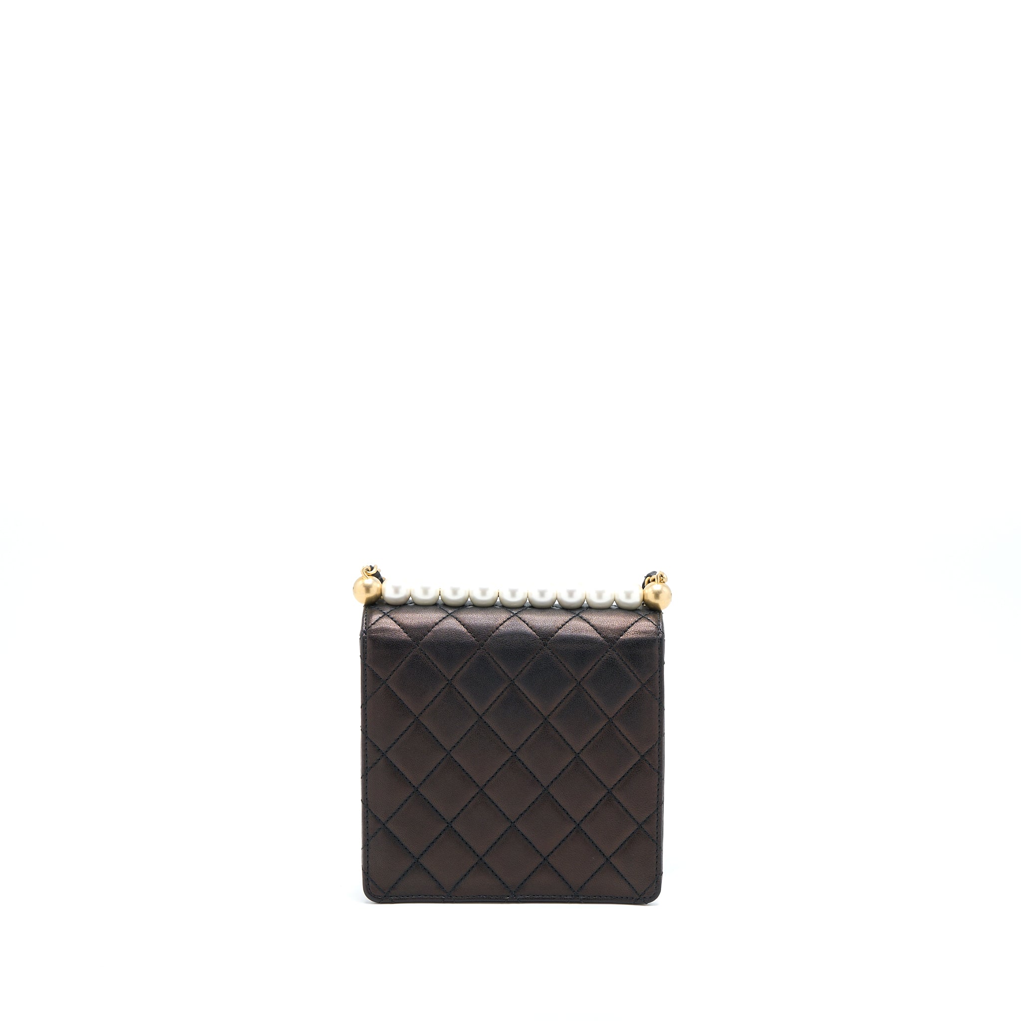 Chanel Vertical Pearl Flap Bag Goatskin Black