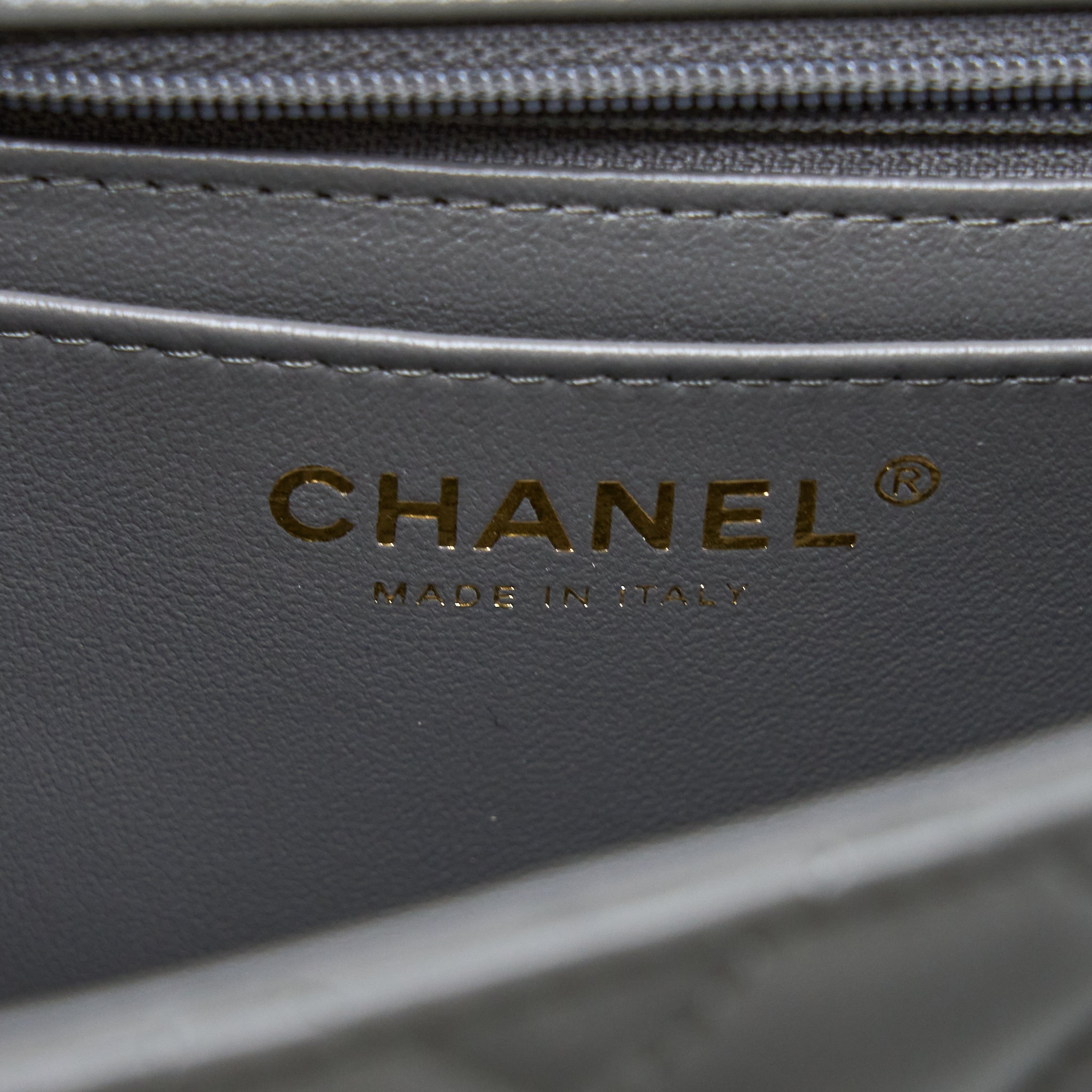 Chanel Top handle Mini Rectangular Flap Bag Lambskin Grey L (Microchip)
