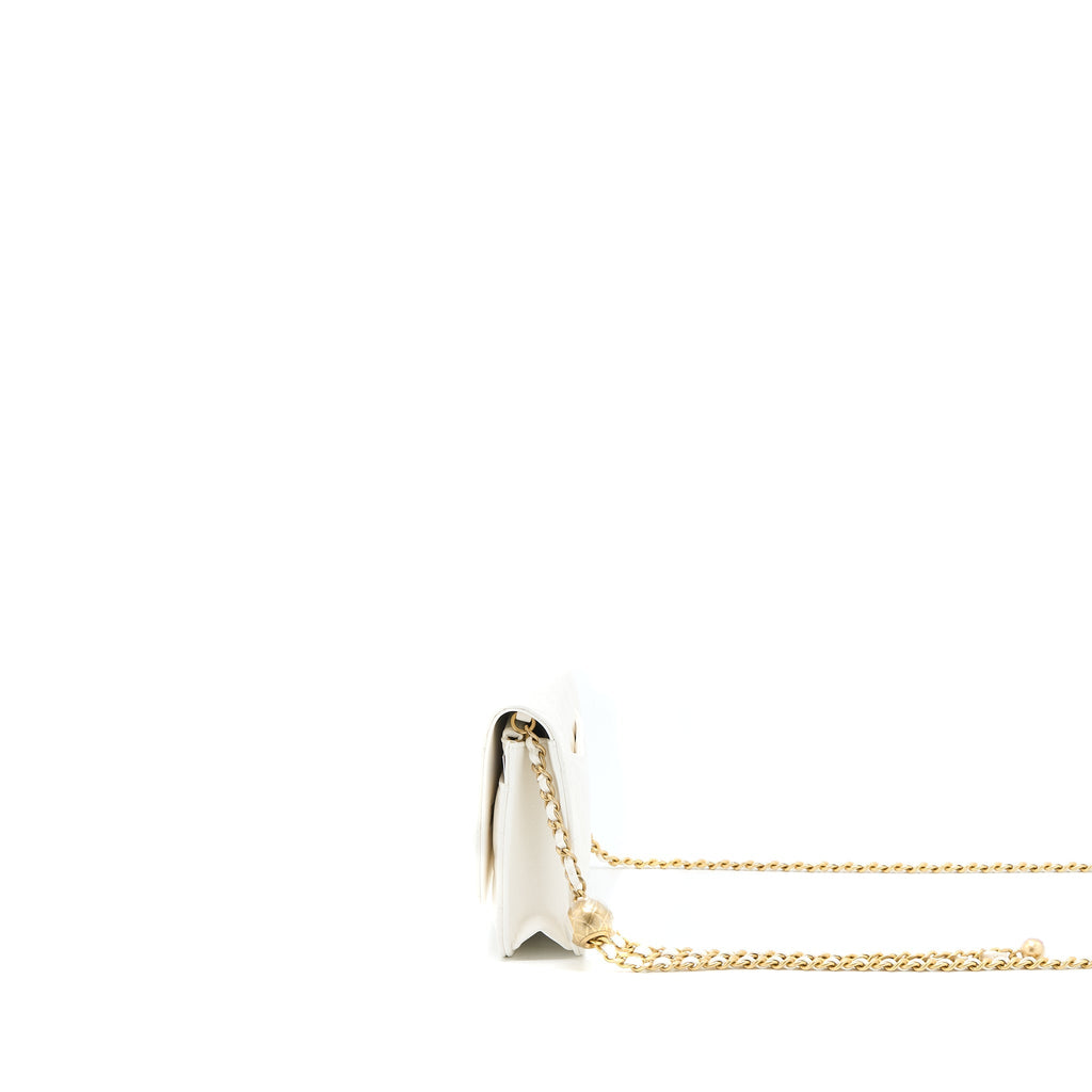 Chanel Pearl Crush Wallet On Chain Lambskin White  (Microchip)