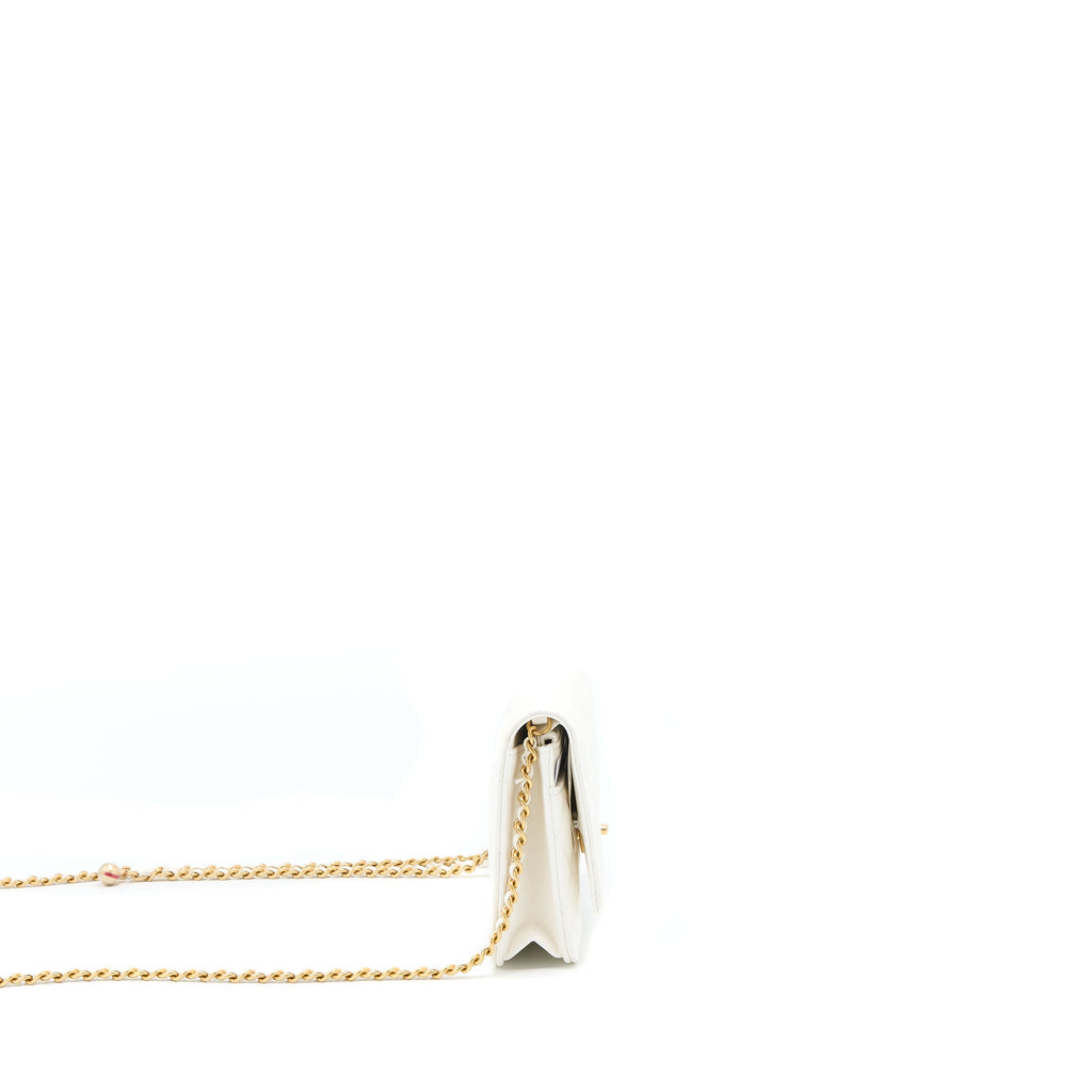 Chanel Pearl Crush Wallet On Chain Lambskin White  (Microchip)