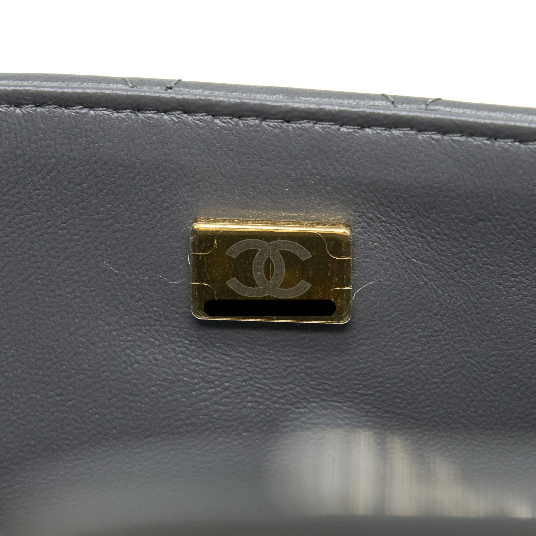 Chanel Top handle Mini Rectangular Flap Bag Lambskin Grey L (Microchip)