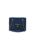 Chanel Quilted Shoulder Bag Goatskin Blue Ruthenium