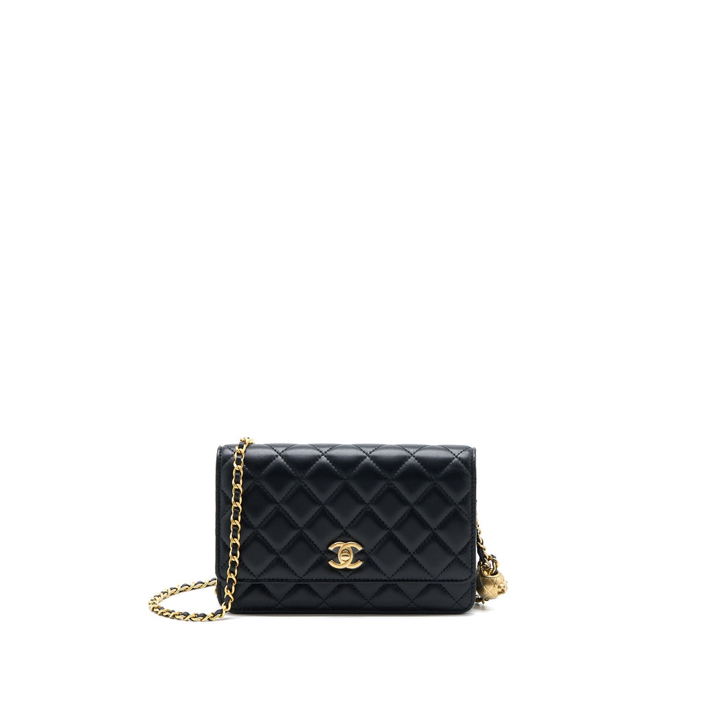 Chanel Pearl Crush Wallet on Chain Lambskin Black  (Microchip)