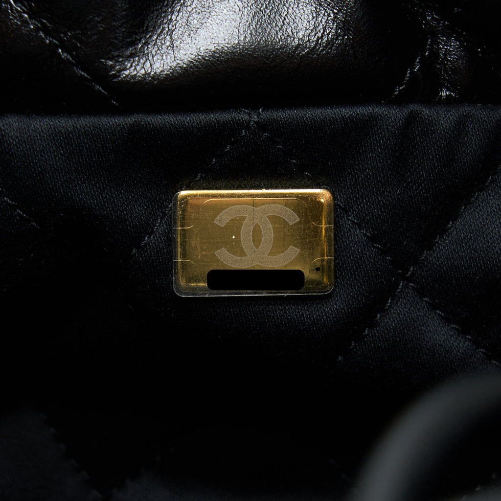 Chanel Mini 22 Bag Shiny Calfskin Black  (Microchip)