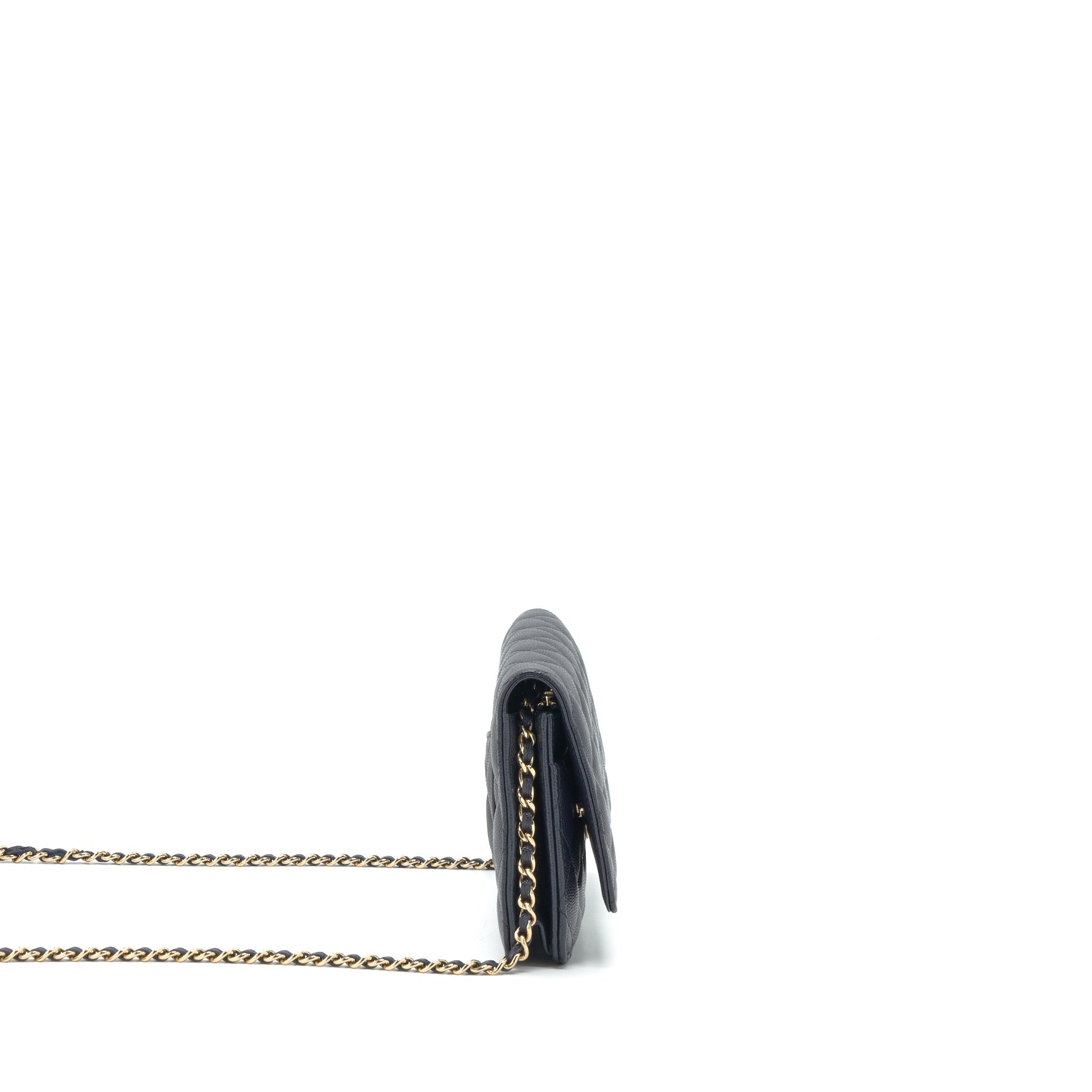 Chanel Classic Wallet On Chain Caviar Navy Blue L