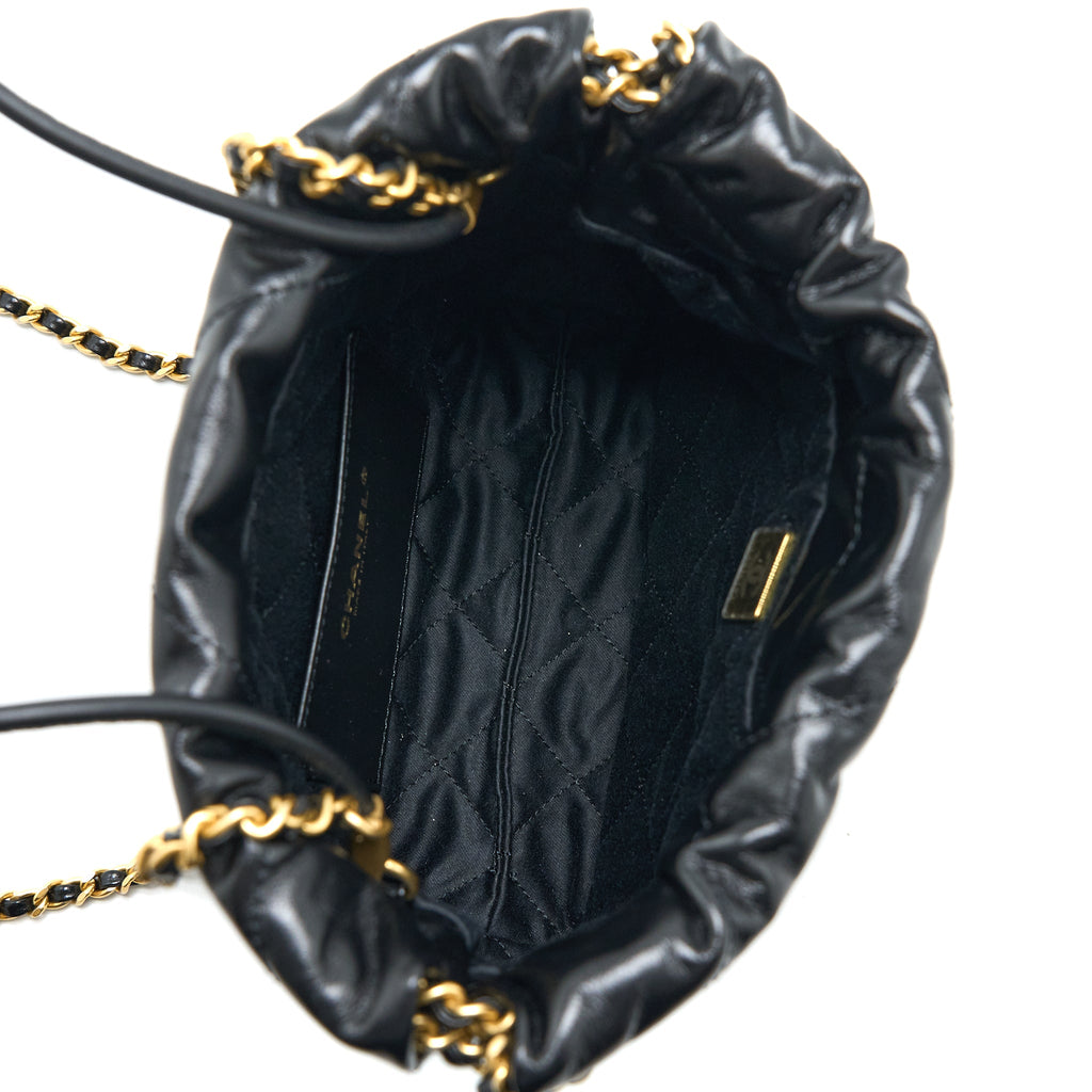 Chanel Mini 22 Bag Shiny Calfskin Black  (Microchip)