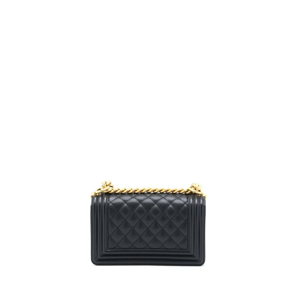 Chanel Small Boy Bag Caviar Black Brushed  (Microchip)