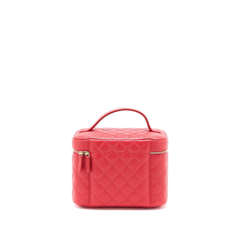 Chanel Top Handle Vanity Case Caviar Red L