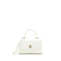 Chanel Small Coco Handle Caviar White L (Microchip)