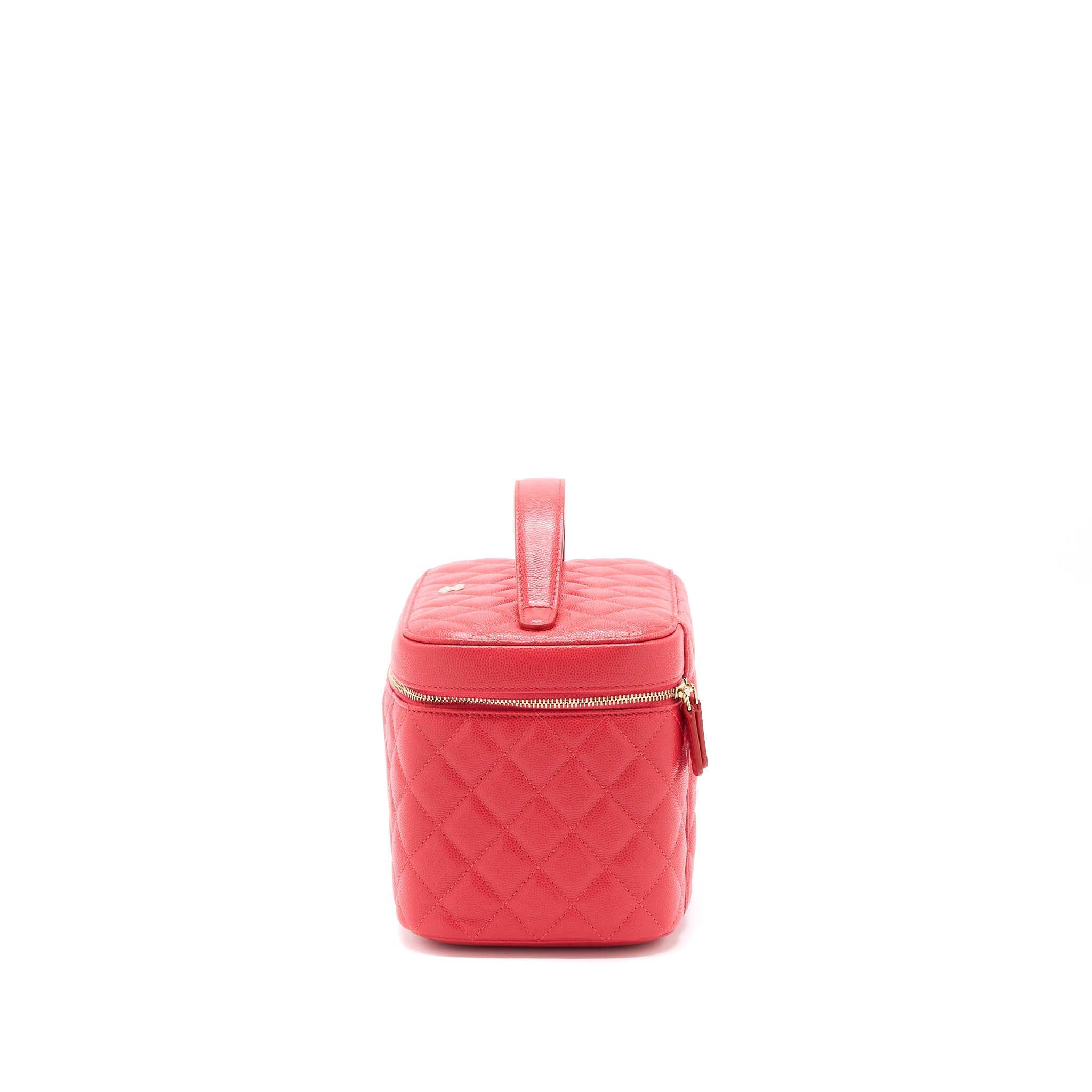 Chanel Top Handle Vanity Case Caviar Red L
